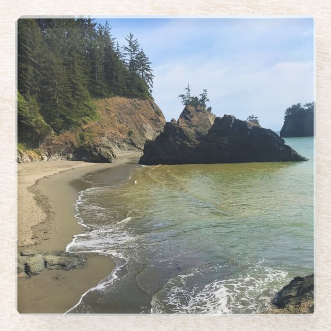 Posavasos De Vidrio Secret Beach, Samuel H. Boardman, Oregon (Anverso)