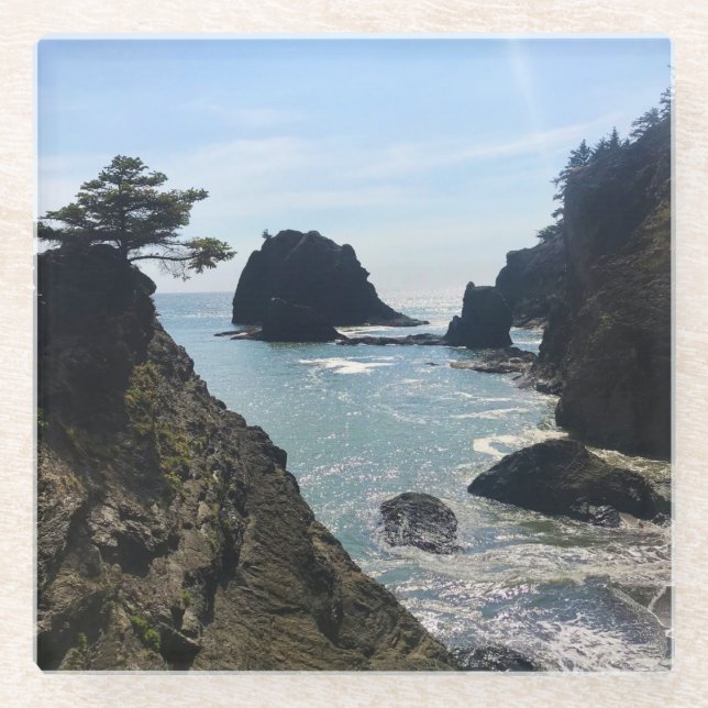 Posavasos De Vidrio Secret Beach, Samuel H. Boardman, Oregon (Anverso)