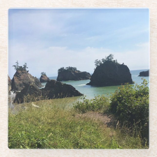 Posavasos De Vidrio Secret Beach, Samuel H. Boardman, Oregon (Anverso)