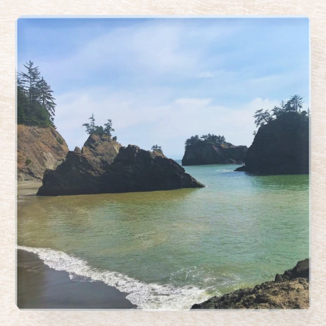 Posavasos De Vidrio Secret Beach, Samuel H. Boardman, Oregon (Anverso)