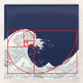 Posavasos De Vidrio Secuencia Fibonacci y la gran ola