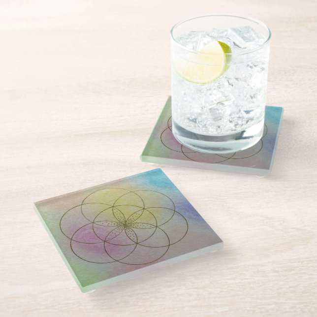 Posavasos De Vidrio Seed of Life glass coaster (Angular)