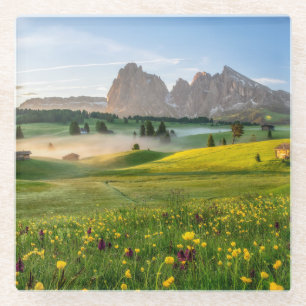 Posavasos De Vidrio Seiser Alm, montañas de la dolomía, Italia