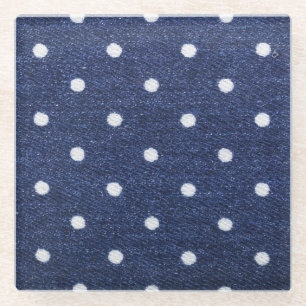 Posavasos De Vidrio Sello de guisantes: textura de tela denim.
