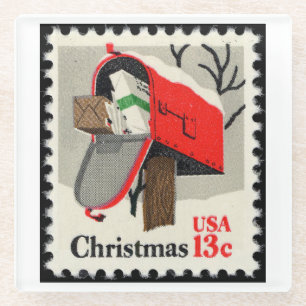Posavasos De Vidrio Sello de Navidad de época