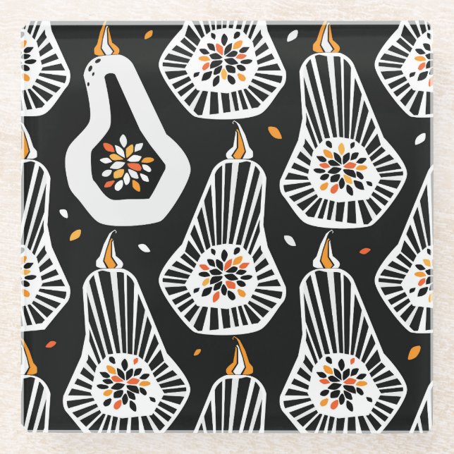 Posavasos De Vidrio Semillas estilizadas de calabazas: diseño sin inco (Anverso)