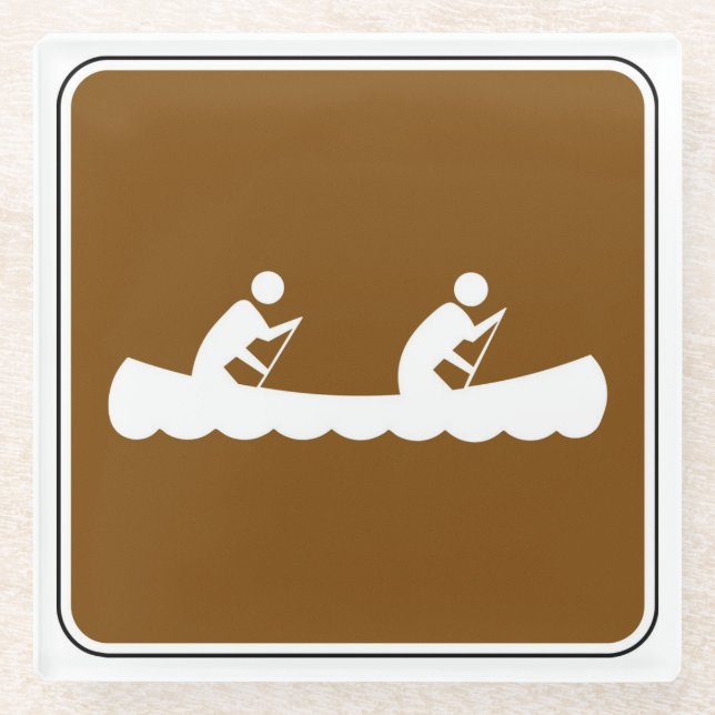 Posavasos De Vidrio Señal de símbolo de canoa (Anverso)