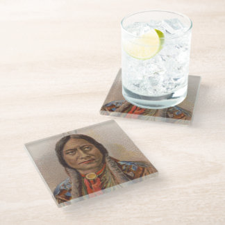 Posavasos De Vidrio Señales de humo: El jefe indio lakota está sentado