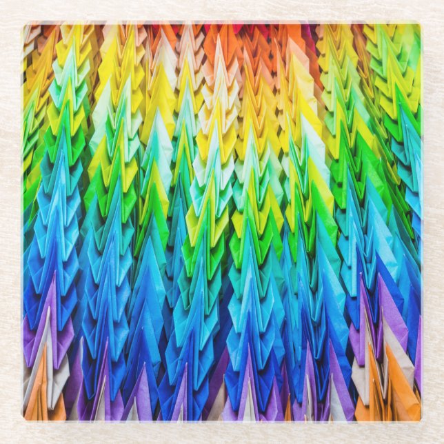 Posavasos De Vidrio Senbazuru o mil grúas de origami (Anverso)