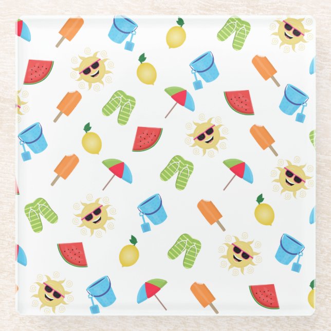 Posavasos De Vidrio Sencillamente verano (Anverso)