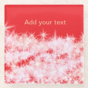 Posavasos De Vidrio Sencillas estrellas brillantes de color rosa rojo