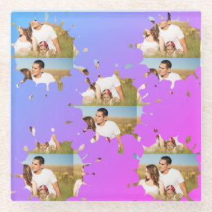 Posavasos De Vidrio Sencillo collage de fotos en círculo personalizado