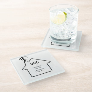 Posavasos De Vidrio Sencillo elegante WIFI Network Password Info Hotel