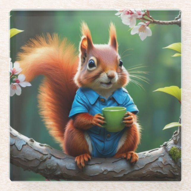 Posavasos De Vidrio Sentada de ardilla suave en la sucursal 68364 (Anverso)