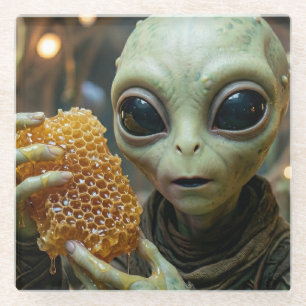 Posavasos De Vidrio Ser extraterrestre con panal de miel