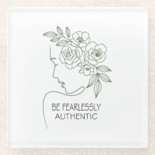 Posavasos De Vidrio Ser Flores Sin Miedo Cabeza Feminine