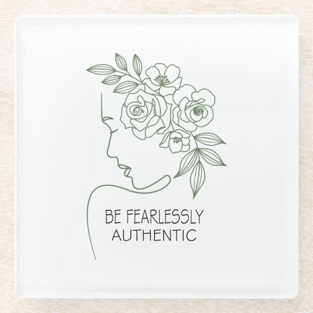 Posavasos De Vidrio Ser Flores Sin Miedo Cabeza Feminine (Anverso)