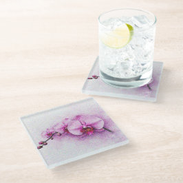 Posavasos De Vidrio Serenata del Cielo de Orquídea