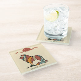 Posavasos De Vidrio Serene Savanna Kind Lion Abstract  Family Name