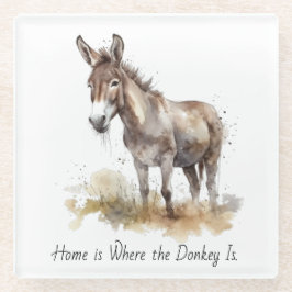 Posavasos De Vidrio Serenidad de burro encantador, personalizado