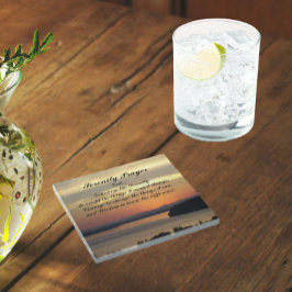 Posavasos De Vidrio Serenity Prayer Naranja Seascape Sunset