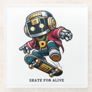 Posavasos De Vidrio Serie de Skate al Estilo Callejero