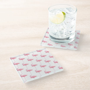 Posavasos De Vidrio Serie Flamingo Tierno Diseño 1