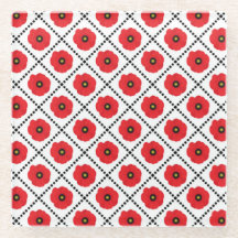 Shabby Chic Rojo, Amapolas Florales en Negro y Bla