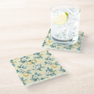 Posavasos De Vidrio Shabby Chic Serie Floral de Limón Diseño #10