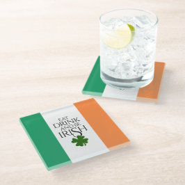 Posavasos De Vidrio Shamrock come bebida y sé bandera irlandesa