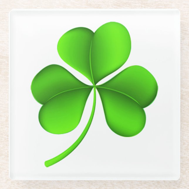 Posavasos De Vidrio Shamrock en el coasterisco blanco (Anverso)