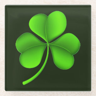 Posavasos De Vidrio Shamrock on Dark Green Coastercnt