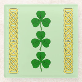 Posavasos De Vidrio Shamrock Trio y Knotwork Bandas Glass Coaster