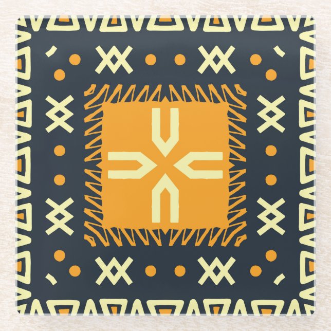 Posavasos De Vidrio Shawl Design: Plaza Batik India. (Anverso)