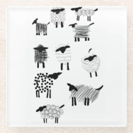 Posavasos De Vidrio Sheep doodles