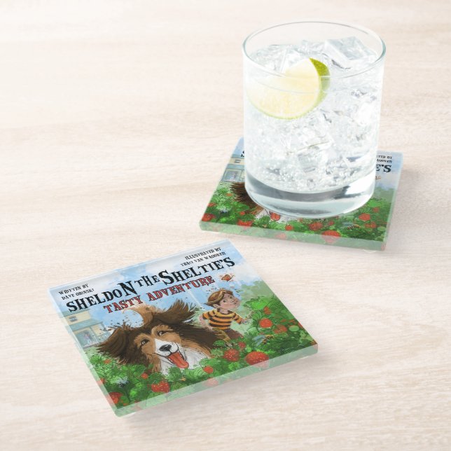 Posavasos De Vidrio Sheldon el Sheltie (Angular)