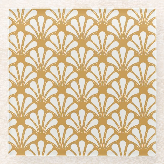 Posavasos De Vidrio Shell de mar geométrico Art Deco (Anverso)