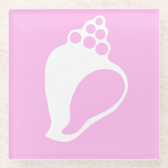 Posavasos De Vidrio Shell rosa (Anverso)