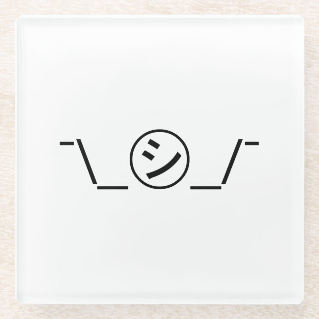 Posavasos De Vidrio Shi Kana Shrug Emoticon ¯\_ ㋛_/ Ø Kaomoji japonés (Anverso)