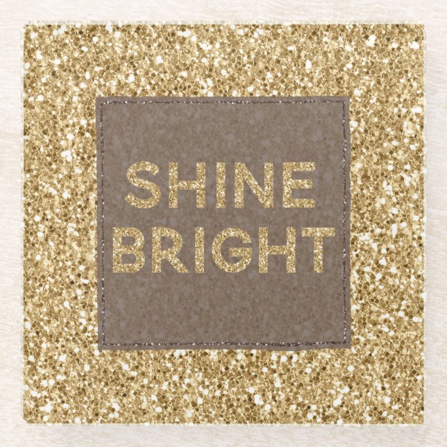 Posavasos De Vidrio Shine Bright, Purpurina Glitzy Gold (Anverso)