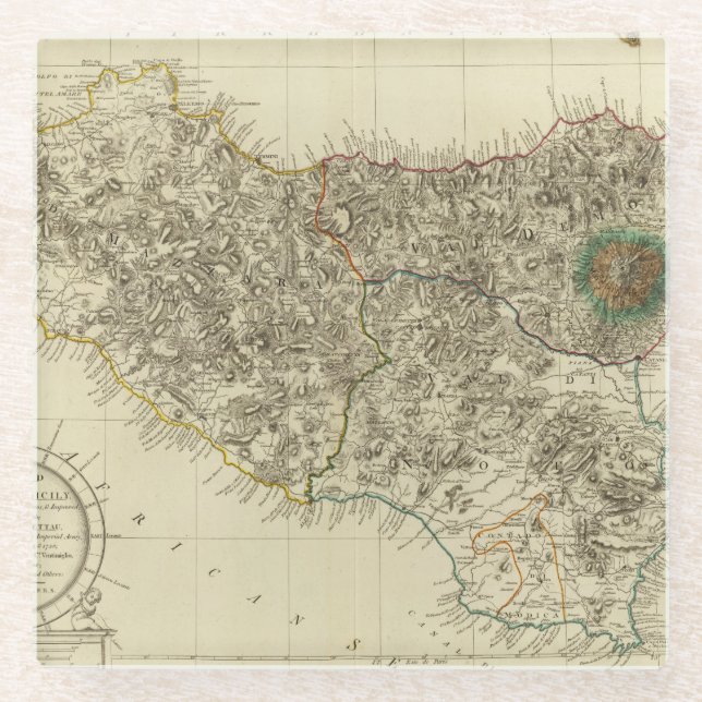 Posavasos De Vidrio Sicilia, Italia (Anverso)