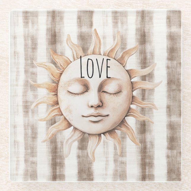 Posavasos De Vidrio Sicily Cream Rustic Cream Sun Stripes (Anverso)