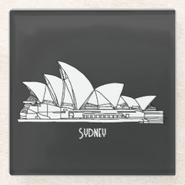 Posavasos De Vidrio Sídney Opera House Australia dibujo souvenir