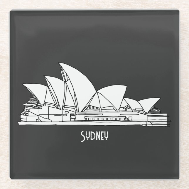Posavasos De Vidrio Sídney Opera House Australia dibujo souvenir (Anverso)