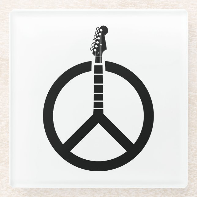 Posavasos De Vidrio Signo de paz de guitarra (Anverso)