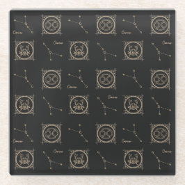 Posavasos De Vidrio Signo estrella de la astrología del cáncer de zodi