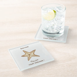 Posavasos De Vidrio Sigue tus sueños acuarela Seatime Estrella de mar