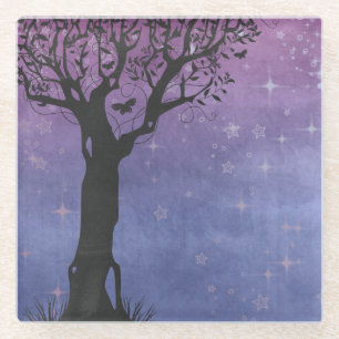 Posavasos De Vidrio Silhouette de árbol creativo