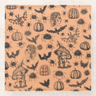 Posavasos De Vidrio Silhouette de Brujas de Halloween: Patrón Personal