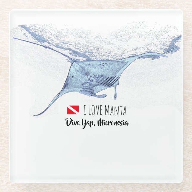 Posavasos De Vidrio Silhouette de manta ray (Anverso)